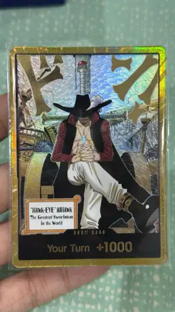 Dracule Mihawk op14 Gold Don!! Azure Sea's Seven One Piece Card English - Image 1