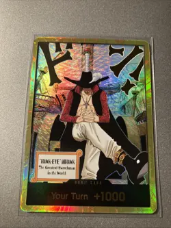 One Piece Card Gold Frame Dracule Mihawk DON!! Card OP14 THE AZURE SEA'S SEVEN - Image 1