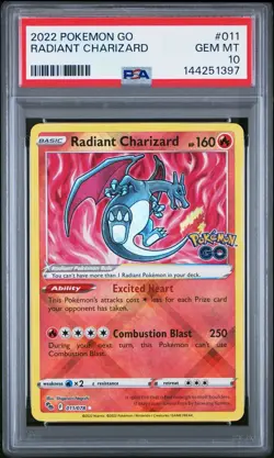 2022 POKEMON GO #011 RADIANT CHARIZARD PSA 10 - Image 1