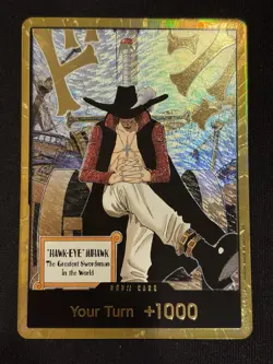 DON!! Card Gold Frame Mihawk OP14 ONE PIECE NM English the azure sea’s seven - Image 1