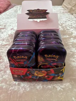 Pokemon Mega Evolutions Empty Mini Tin Display With Empty Tins! NO PACKS! - Image 3