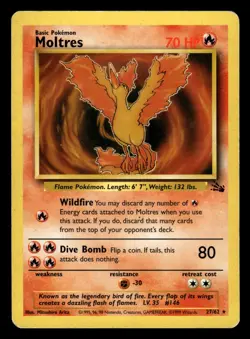 Moltres 27/62 Rare Fossil Set Pokemon Card - Image 1