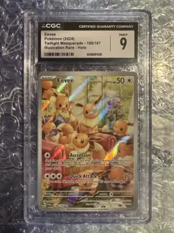 Pokemon Eevee 2024 Twilight Masquerade 188/167 Illustration Rare CGC Graded 9 - Image 1