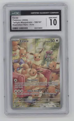 Eevee Pokemon Twilight Masquerade Illustration Rare Holo #188 CGC 10 - Image 1