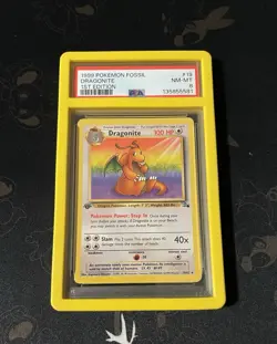 🔥 Pokemon TCG 🔥 Dragonite #19 1st Edition Fossil Non Holo WOTC PSA 8 NM-MT 🔥 - Image 1