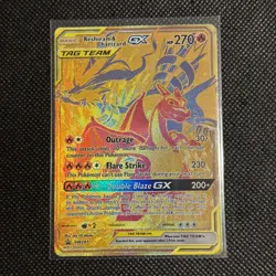 Pokemon TCG S&M Reshiram & Charizard GX SM247 GOLD Promo NM/M Team Up Era Rare - Image 1