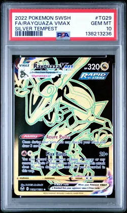 2022 POKEMON SWORD & SHIELD SILVER TEMPEST #TG29 FULL ART/RAYQUAZA VMAX PSA 10 - Image 1