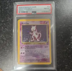 2000 Pokemon Base Set 2 10/130 Mewtwo Holo PSA NM-MT 8 - Image 1