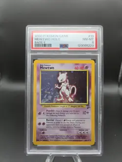 POKEMON TCG 2000 BASE SET 2 MEWTWO HOLO PSA 8 NEAR MINT - MINT - 10/130 - Image 1