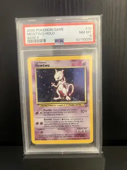 2000 Pokemon Base Set 2 Mewtwo #10 English Holo 10/130 - PSA 8 NM-MT - Image 1