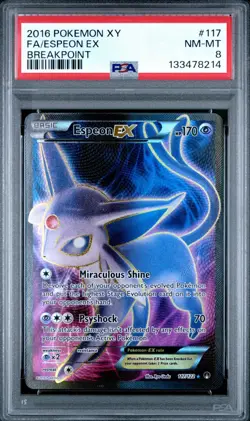 Pokemon TCG Espeon-EX Breakpoint 117/122 Holo Full Art Ultra Rare PSA 8 - Image 1