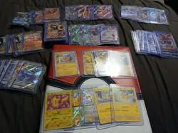 Pokemon TCG Card Lot Of 90 Cards with binder - Image 1