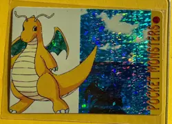 DRAGONITE Vintage Prism Holo Sticker Card Anime Collectible Foil LP - Image 1