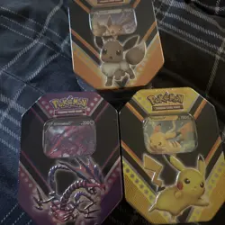 Pokemon V Power Tin BUNDLE (Pikachu, Eevee, Eternatus) Set ~ Sealed - Image 1