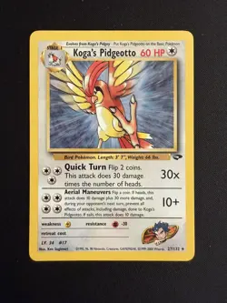 Pokemon Vintage Non Holo Rare Koga's Pidgeotto Gym Challenge 27/132 WotC - NM - Image 1