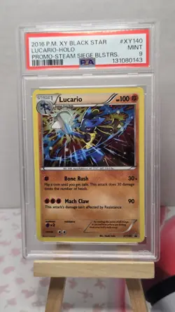 PSA 9 Lucario XY140 Steam Siege Blister Black Star Promo Holo Pokemon - Image 1