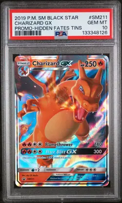 2019 Black Star Promo Hidden Fates Tins # SM211 Charizard GX PSA 10 GEM MINT! - Image 1