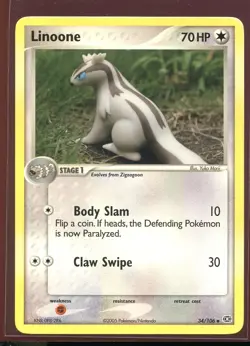 Linoone Non-Holo Uncommon Ex/LP 34/106 EX Emerald Yuka Morii Pokemon - Image 1