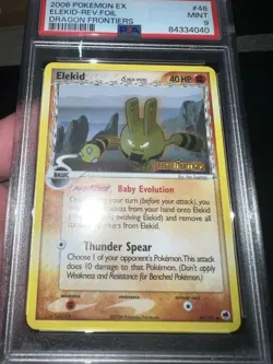 PSA 9 MINT 2006 Pokemon EX Dragon Frontiers Elekid Reverse Holo #48 48/101 - Image 2