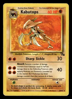 Kabutops 24/62 Rare Fossil Set Pokemon Card - Image 1