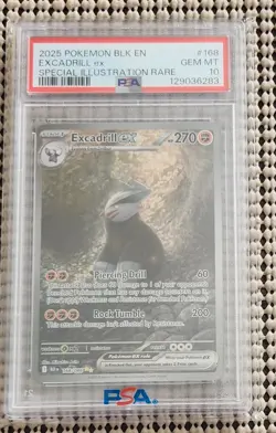 2025 POKEMON BLK EN-BLACK BOLT SPECIAL ILLUSTRATION RARE EXCADRILL EX 168 PSA 10 - Image 2