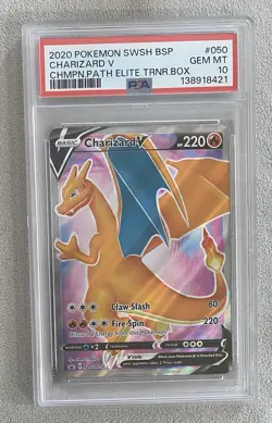 Pokemon Charizard V SWSH50 - Sword & Shield Champions Path Promo PSA 10 New Cert - Image 1