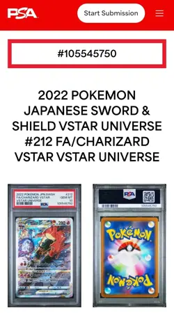 FA/Charizard Vstar Pokemon Japanese Sword & Shield Vstar Universe #212 PSA 10 - Image 1
