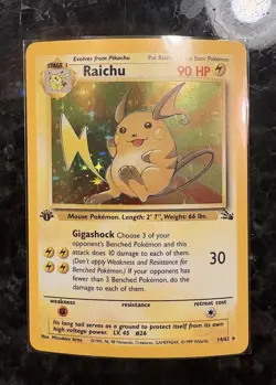 💎 MINT 💎 1999 Raichu 1st Edition Fossil Pokemon 14/62 - Image 1