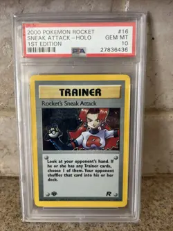 2000 POKEMON ROCKET 1ST EDITION HOLO #16 ROCKET'S SNEAK ATTACK PSA 10 - Image 1