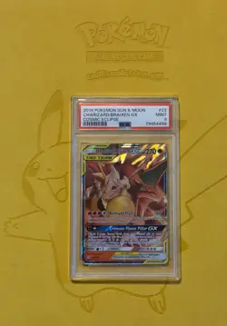 2019 POKEMON SUN & MOON COSMIC ECLIPSE #22 CHARIZARD & BRAIXEN GX PSA 9 - Image 1