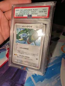 2005 Pokemon Japanese Promo _'s Rayquaza Holo 3rd Season Sub 021/PLAY PSA 10 - Image 3