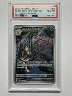 2025 POKEMON DRI EN DESTINED RIVALS ILLUST. RARE TEAM ROCKET'S WEEZING PSA 10 - Image 1