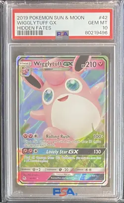 2019 Pokemon Sun & Moon Hidden Fates Wigglytuff GX Full Art #42 PSA 10 Gem Mint - Image 1