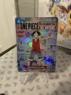 One Piece Monkey D. Luffy US Voyage College Basketball Card Rutgers P-055 - Image 3