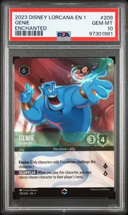 2023 DISNEY LORCANA EN 1-THE FIRST CHAPTER ENCHANTED GENIE - ON THE JOB PSA 10 - Image 1