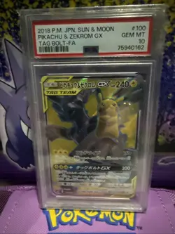 2018 Pokemon Japanese Pikachu Zekrom GX Tag Bolt PSA 10 - Image 1