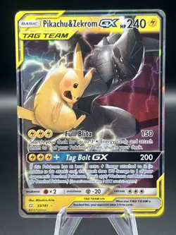 Pikachu & Zekrom GX ULTRA RARE 33/181 SM Tag Team Up Pokemon TCG Holo - Image 1