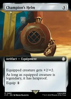 1 x Champion's Helm - Extended Art - Universes Beyond: Fallout - NM-Mint - MTG - Image 1
