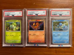PSA 9 MINT Bulbasuar/Squirtle/Charmander Pokemon 151 Poster Sequential Set - Image 1