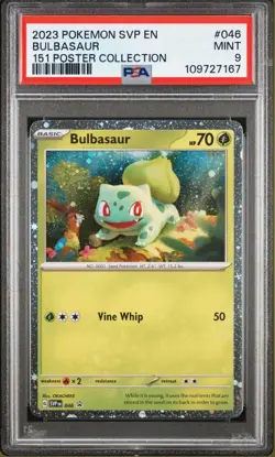PSA 9 MINT Bulbasuar/Squirtle/Charmander Pokemon 151 Poster Sequential Set - Image 2