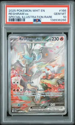 2025 POKEMON WHT EN-WHITE FLARE SPECIAL ILLUSTRATION RARE RESHIRAM EX PSA 10 - Image 1