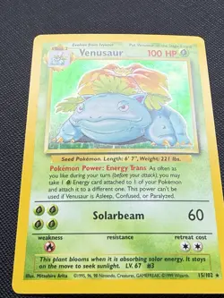 Pokemon TCG Venusaur Holo Rare Card 15/102 Base Set LP, SEE PICTURES!!! - Image 2