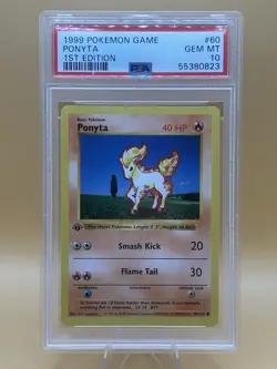 1999 Pokemon Shadowless 1st Edition Base Set Ponyta #60 PSA Gem Mint 10 - Image 1