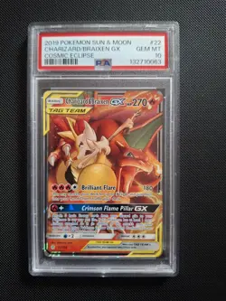 2019 Pokemon Charizard Braixen GX Cosmic Eclipse #22/236 Sun Moon PSA 10 - Image 1