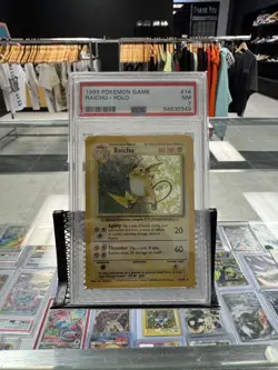 1999 POKEMON BASE SET UNLIMITED #14 RAICHU-HOLO PSA 7 TCG CARD - Image 1