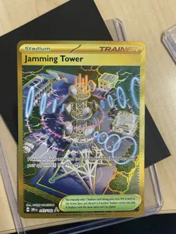 Pokemon TCG Jamming Tower Gold Secret Rare Card 243/182, Destined Rivals Series - Image 1