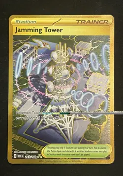 Pokemon TCG Trainer Jamming Tower Card 243/182 Destined Rivals - Gold Hyper Rare - Image 1