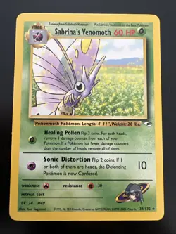 Pokemon TCG Gym Heroes Sabrina's Venomoth 34/132 - Non-Holo - Rare - LP - Image 1