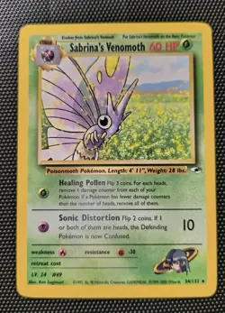 Pokemon TCG Sabrina's Venomoth 34/132 Gym Heroes Non Holo Rare LP - Image 1