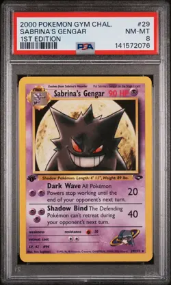 Pokemon Sabrina's Gengar Gym Challenge 1st Edition Rare #29 PSA 8 Mint - Image 1